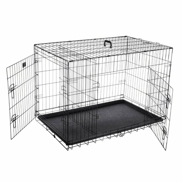 Partisanpartidista 2193 Folding Pet Crate Double Door Kennel Wire Cage - 42 in. PA3881523